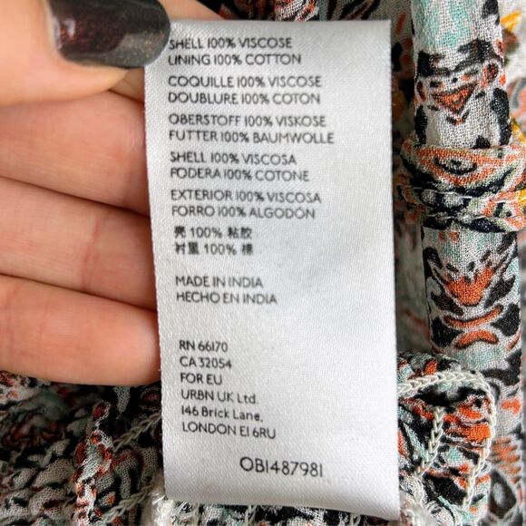 Anthropologie Ruffle Surplice Blouse Open Top Smocked Waist Floral Paisley Pt M - Picture 14 of 16